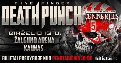 Pirmąkart Lietuvoje koncertuos žymi amerikiečių sunkiojo roko grupė „Five Finger Death Punch“